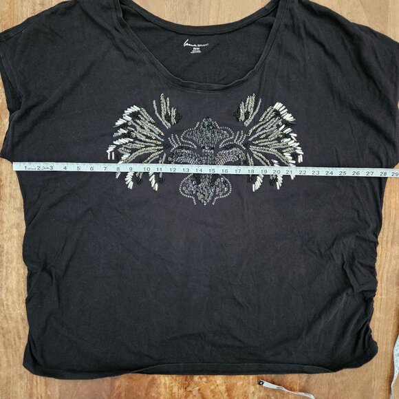 Lane Bryant Top Womens 26/28 Black Side Ruched - Picture 2 of 4